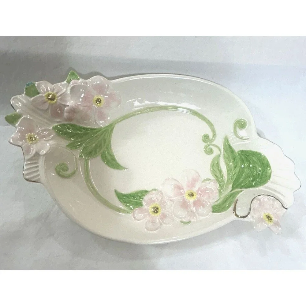 Vintage Holland Mold Ceramic Floral Dish 1961 Grandma Grandpa Love Margie 10